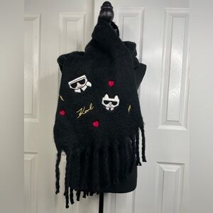 Karl Lagerfeld Chunky Long Black Scarf